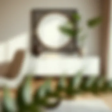 Minimalist console with a sleek finish and natural elements