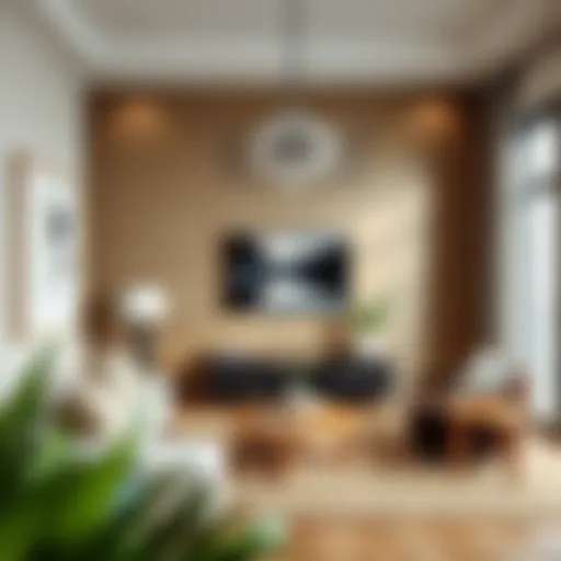 Elegant living room with a bold accent wall