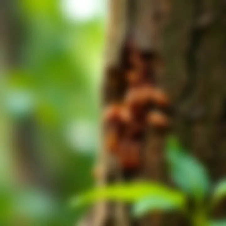 Insects damaging a tree trunk