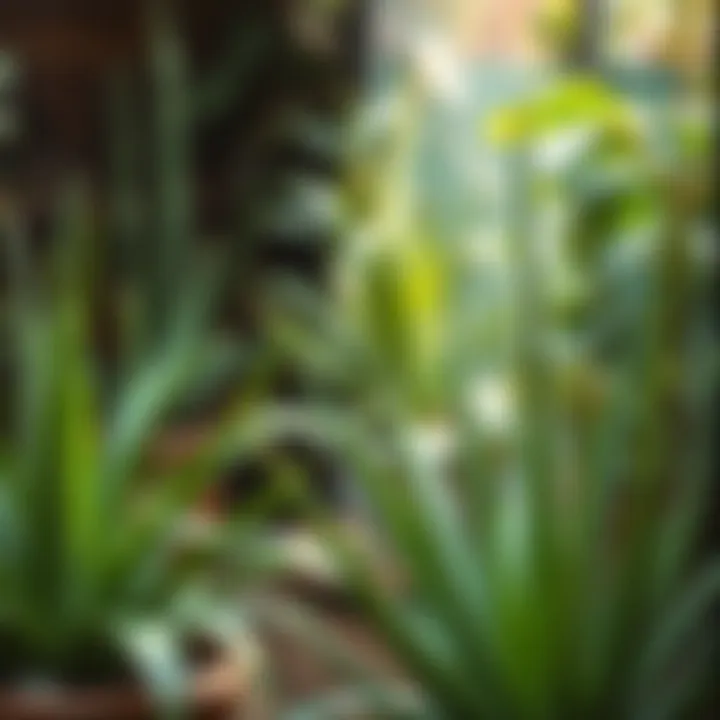 A serene setting with aloe vera plants in a home garden