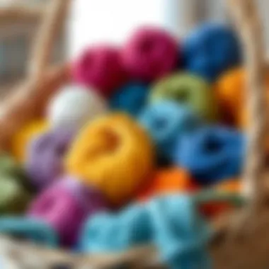 Colorful yarns in a basket ready for amigurumi projects