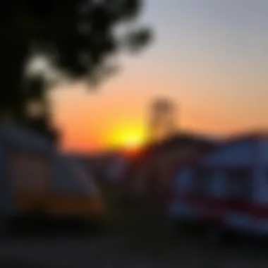 Peaceful sunset view over a campsite in Antalya