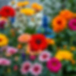 A vibrant variety of garden flowers in full bloom