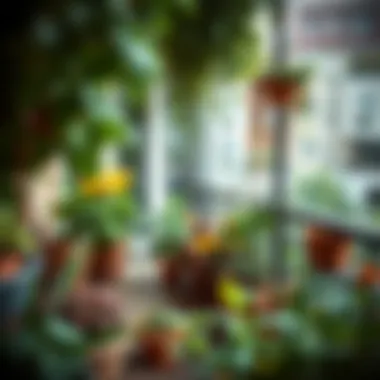 A serene balcony garden with various plants