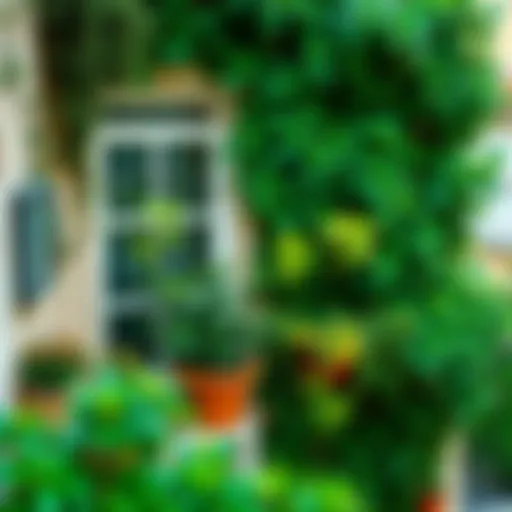 Beautifully decorated balcony wall with plants