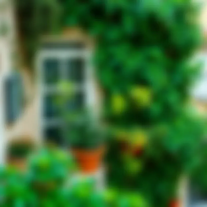 Beautifully decorated balcony wall with plants