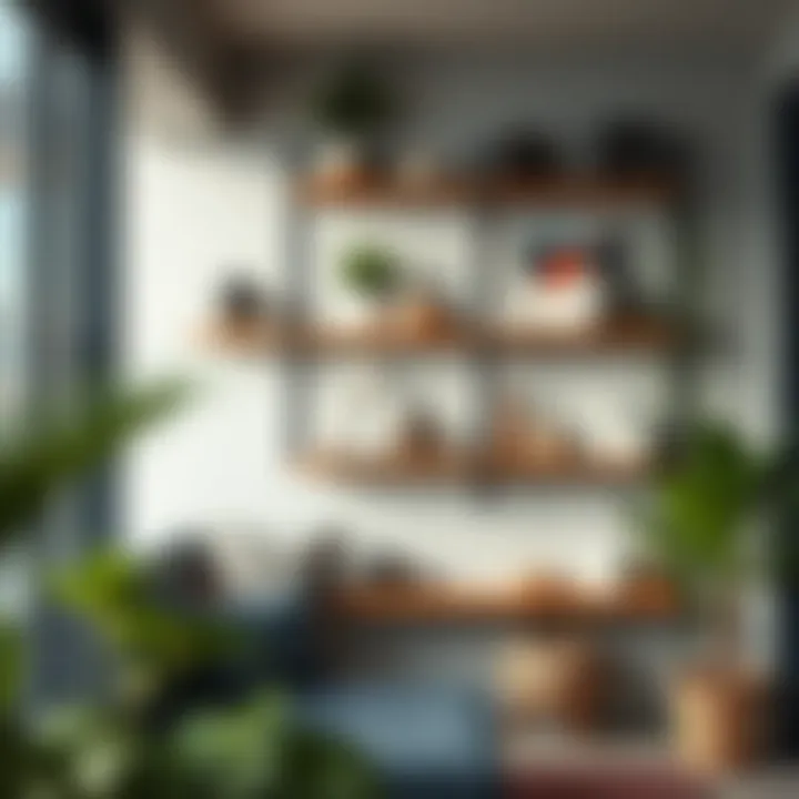 Stylish wall shelves adorned with decorative items