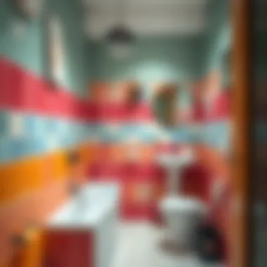 Colorful ceramic tiles in a bathroom