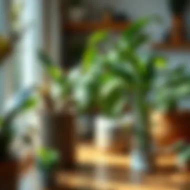 Illustration depicting the environmental benefits of houseplants.