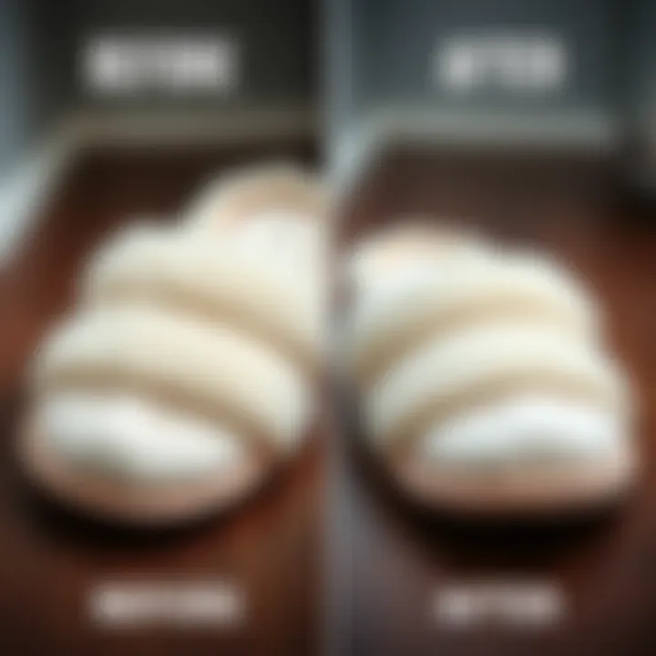 Before and after comparison of bathroom slippers