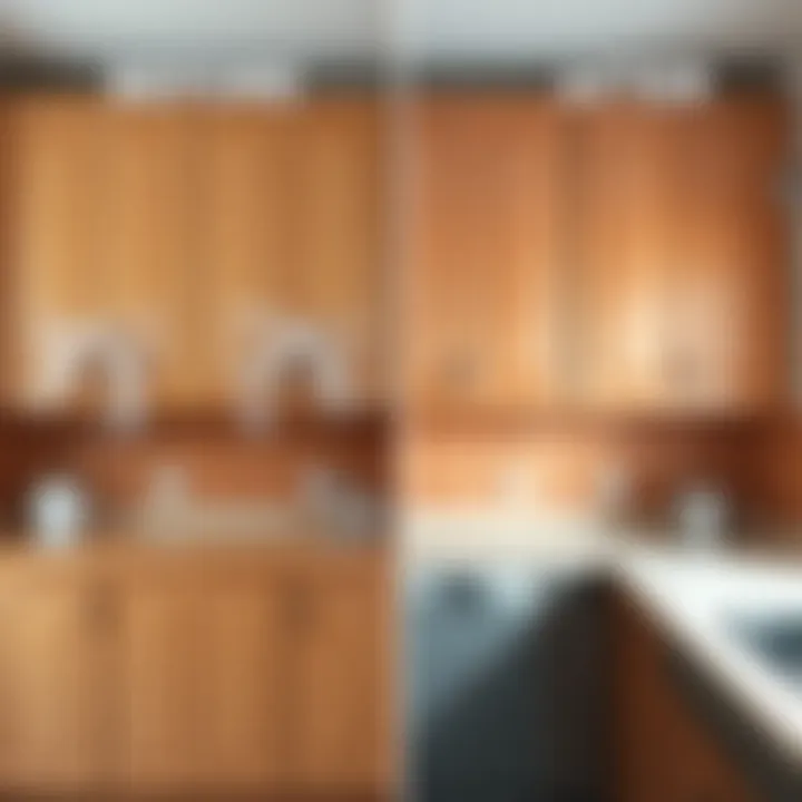 Before and after cleaning kitchen cabinets