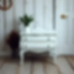 Elegant white distressed paint effect on a wooden surface