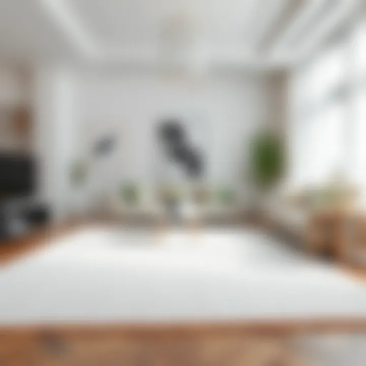 Elegant white rug in a modern living room