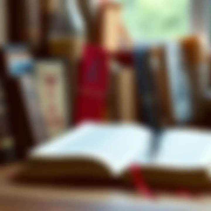 Variety of bookmark materials displayed artistically