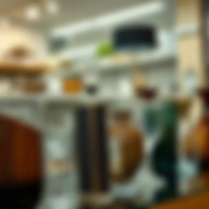 Comparative display of different glass types.