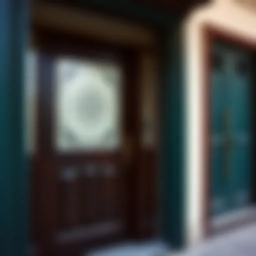 A beautifully painted glass door showcasing intricate designs