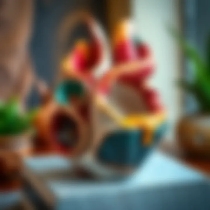 A vibrant ceramic sculpture showcasing unique colors and textures