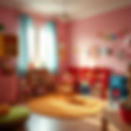 Colorful children’s room with creative storage solutions