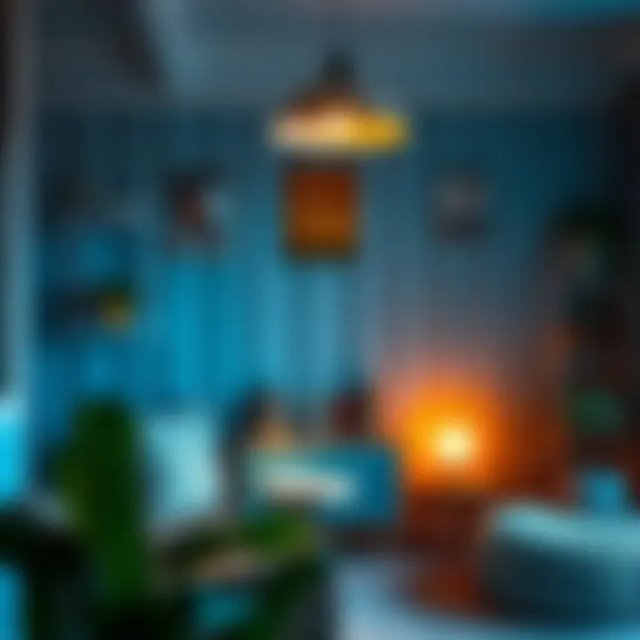 Cozy reading nook with bright decor elements