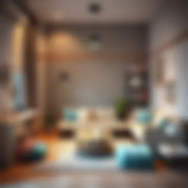 Innovative furniture arrangement for a multifunctional kids' space