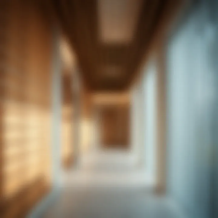 Artistic corridor with innovative slat arrangement