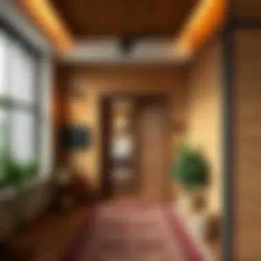 Cozy home entrance with slatted wall design