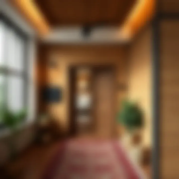 Cozy home entrance with slatted wall design