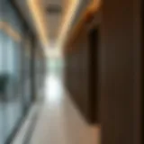 Elegant corridor design featuring wooden slats