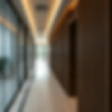 Elegant corridor design featuring wooden slats