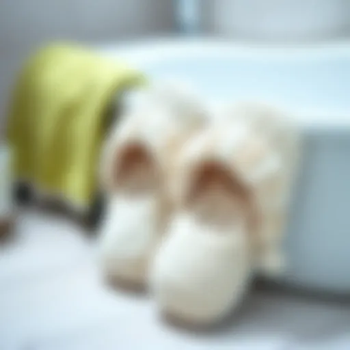 Close-up of clean bathroom slippers after cleaning
