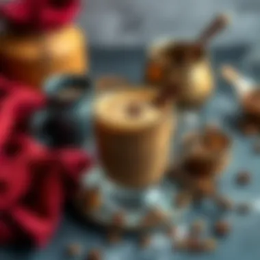 Garnished cold Turkish coffee with spices