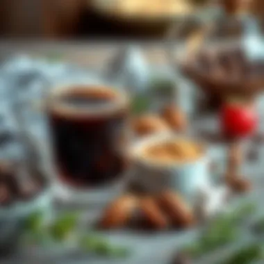 Ingredients for making cold Turkish coffee