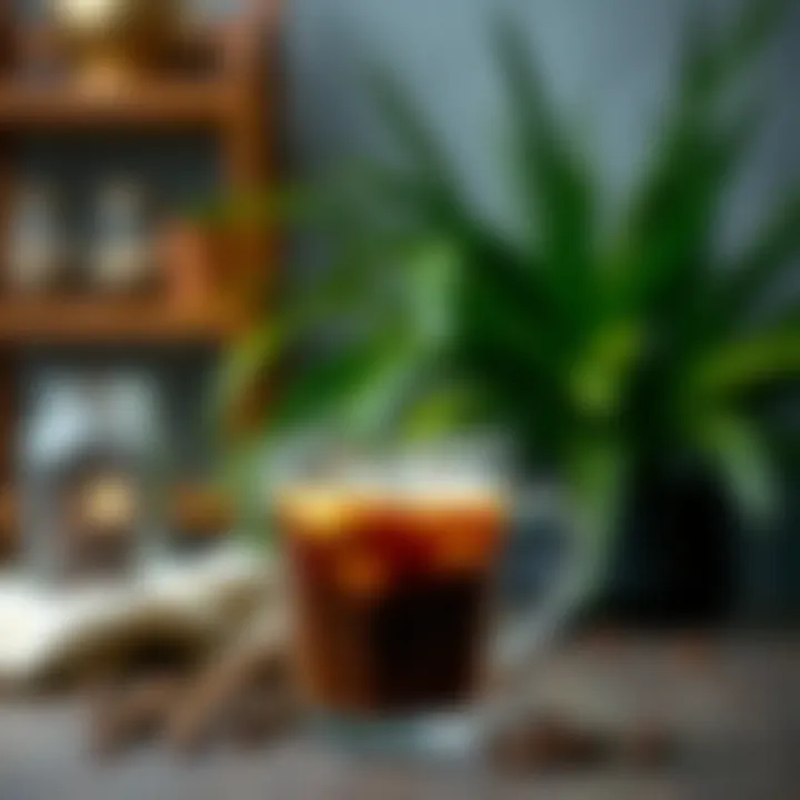 Chilled glass of Turkish coffee with ice