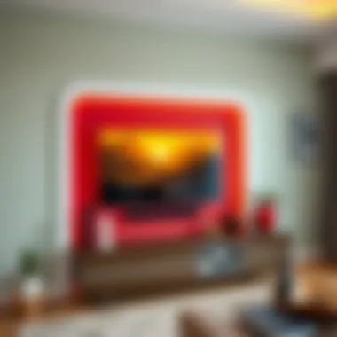 Colorful and harmonious wall-mounted TV unit integrated with the overall decor