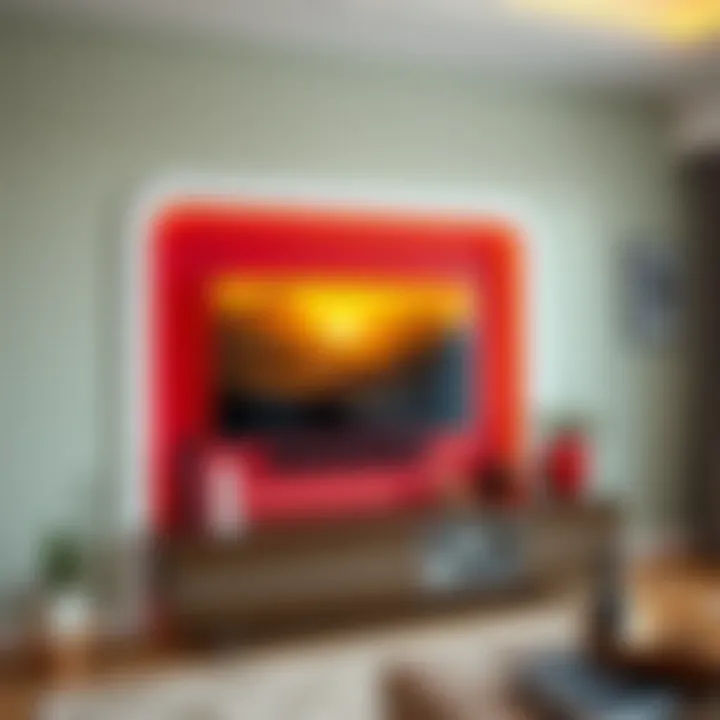 Colorful and harmonious wall-mounted TV unit integrated with the overall decor