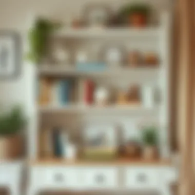 Charming country-style bookshelf adorned with decorative items