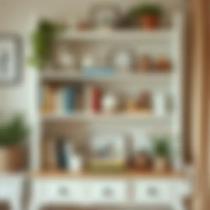 Charming country-style bookshelf adorned with decorative items