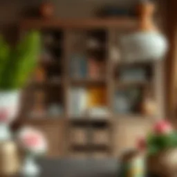 Elegant country bookshelf showcasing vintage design elements