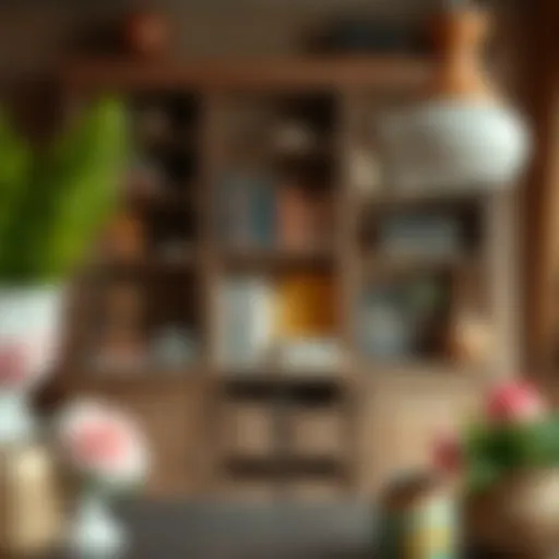 Elegant country bookshelf showcasing vintage design elements