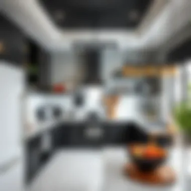 Creative black and white kitchen setup