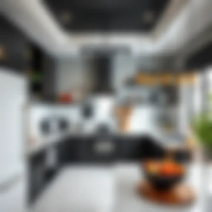 Creative black and white kitchen setup