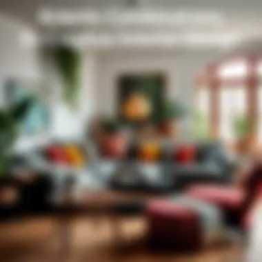 Creative interior design featuring eclectic sofa combinations