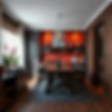 Contrasting dark wood and bright vibrant hues