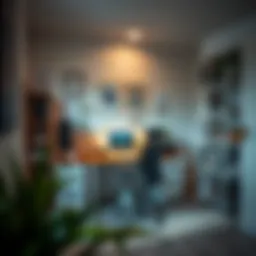 A well-organized study room with a desk, bookshelves, and motivational posters