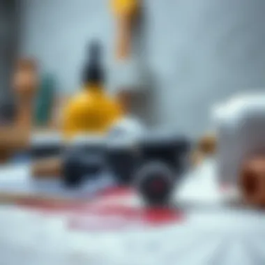 A detailed close-up of paint viscosity measurement tools.