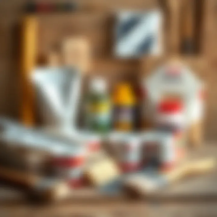 Essential painting supplies laid out for a DIY project