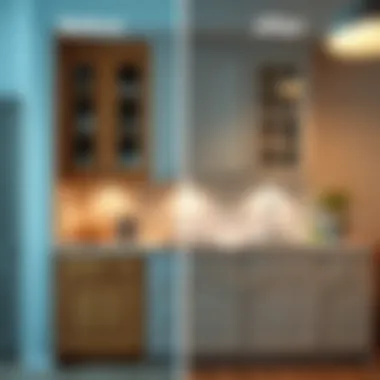 Before and After Cabinet Transformation Stylish before and after transformation of cabinet doors.