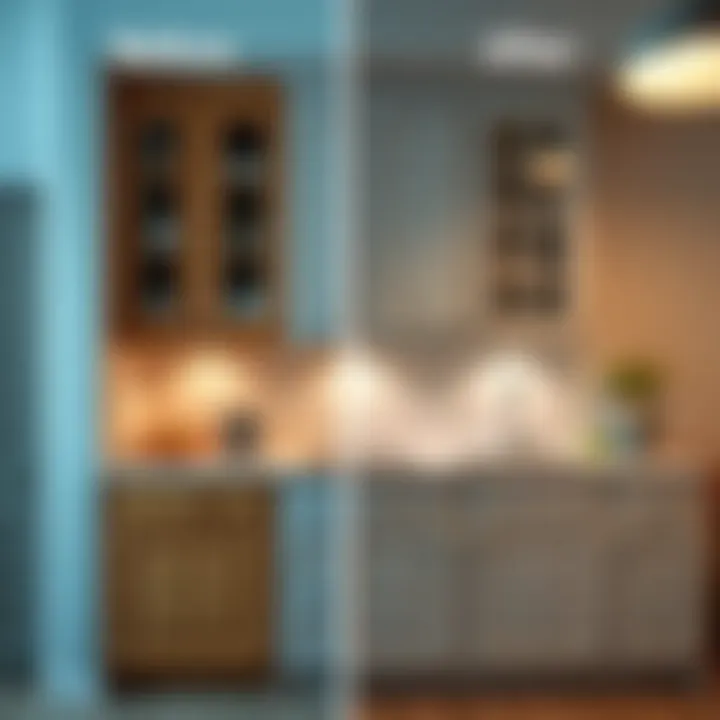 Before and After Cabinet Transformation Stylish before and after transformation of cabinet doors.