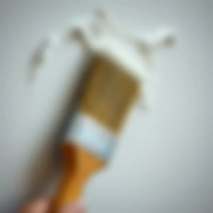 A wall being painted with a brush, showcasing the texture of the paint