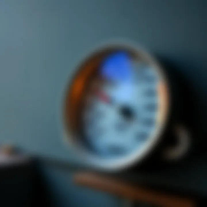 A thermometer and humidity gauge showing optimal conditions for paint drying